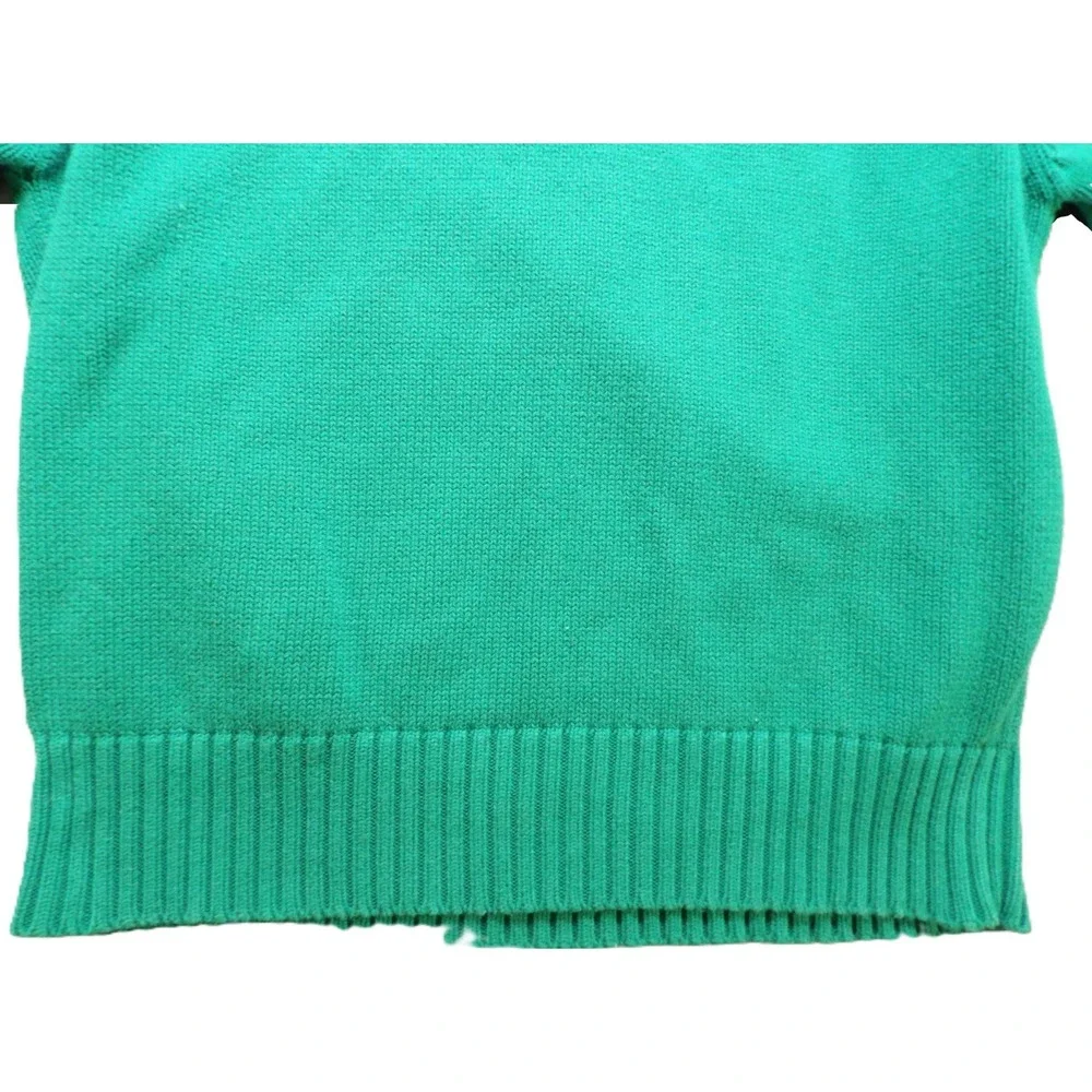 VTG Polo Ralph Lauren Crewneck Sweater Heavy Cotton Knit Men Large Green Pony 90